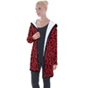 Red and black leopard spots, animal fur Longline Hooded Cardigan View1