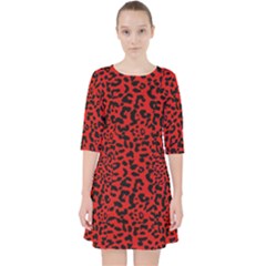 Red And Black Leopard Spots, Animal Fur Pocket Dress by Casemiro