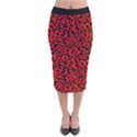 Red and black leopard spots, animal fur Velvet Midi Pencil Skirt View1