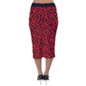 Red and black leopard spots, animal fur Velvet Midi Pencil Skirt View2