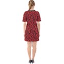 Red and black leopard spots, animal fur Sixties Short Sleeve Mini Dress View2