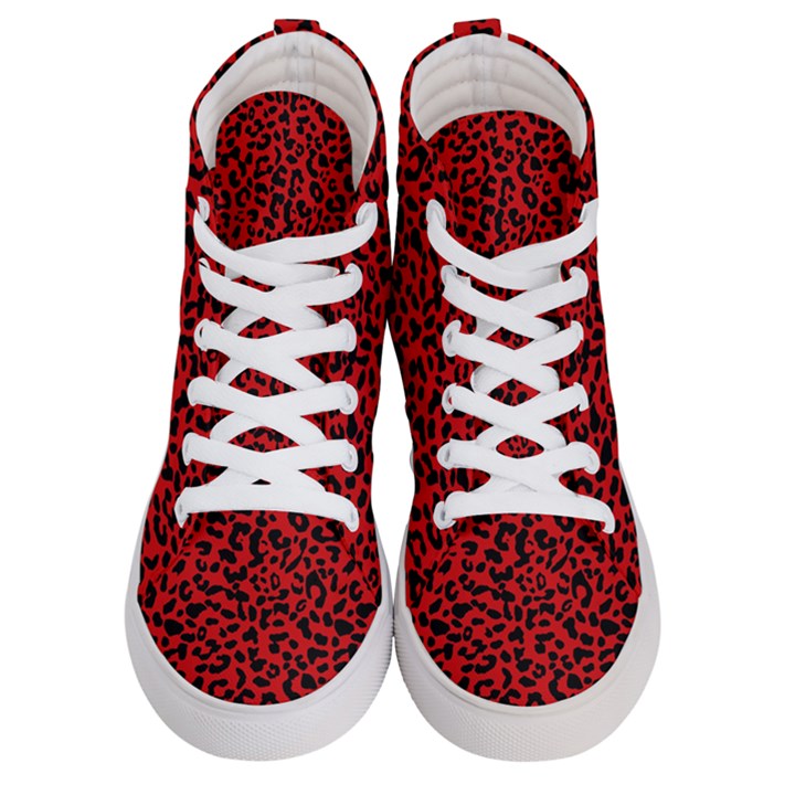 Red and black leopard spots, animal fur Men s Hi-Top Skate Sneakers