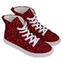 Red and black leopard spots, animal fur Men s Hi-Top Skate Sneakers View3