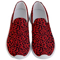 Red And Black Leopard Spots, Animal Fur Men s Lightweight Slip Ons by Casemiro