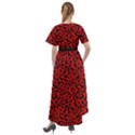 Red and black leopard spots, animal fur Front Wrap High Low Dress View2