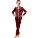 Red and black leopard spots, animal fur Kid s Satin Long Sleeve Pajamas Set View1