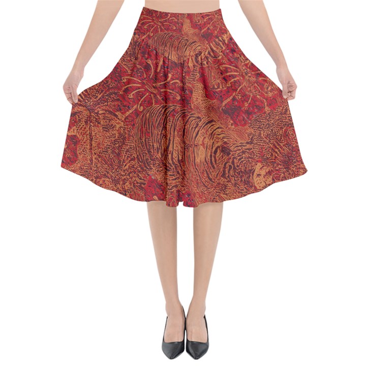 Animalprintfnl1 Flared Midi Skirt