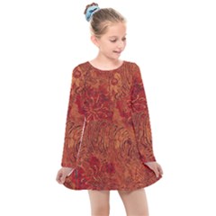 Animalprintfnl1 Kids  Long Sleeve Dress by PollyParadise