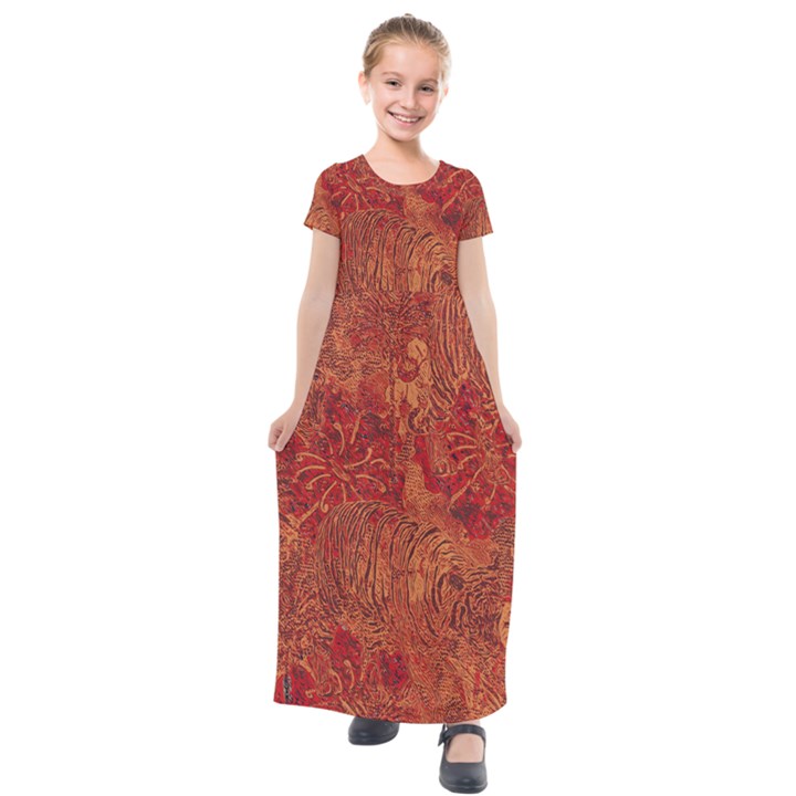 Animalprintfnl1 Kids  Short Sleeve Maxi Dress