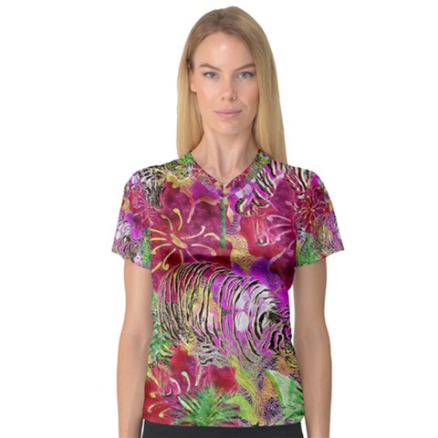 Jungle Love V-neck Sport Mesh Tee by PollyParadise