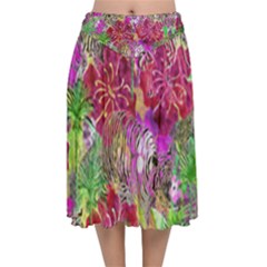 Jungle Love Velvet Flared Midi Skirt