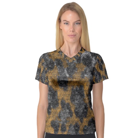 Animalprint V-neck Sport Mesh Tee by PollyParadise