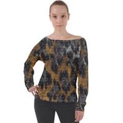 Animalprint Off Shoulder Long Sleeve Velour Top by PollyParadise