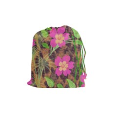 Jungle Floral Drawstring Pouch (medium) by PollyParadise