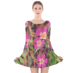 Jungle Floral Long Sleeve Velvet Skater Dress