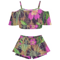 Jungle Floral Kids  Off Shoulder Skirt Bikini by PollyParadise