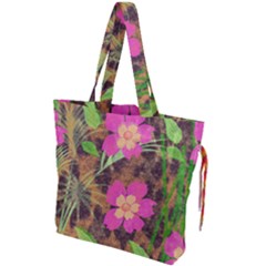 Jungle Floral Drawstring Tote Bag by PollyParadise