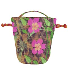 Jungle Floral Drawstring Bucket Bag by PollyParadise