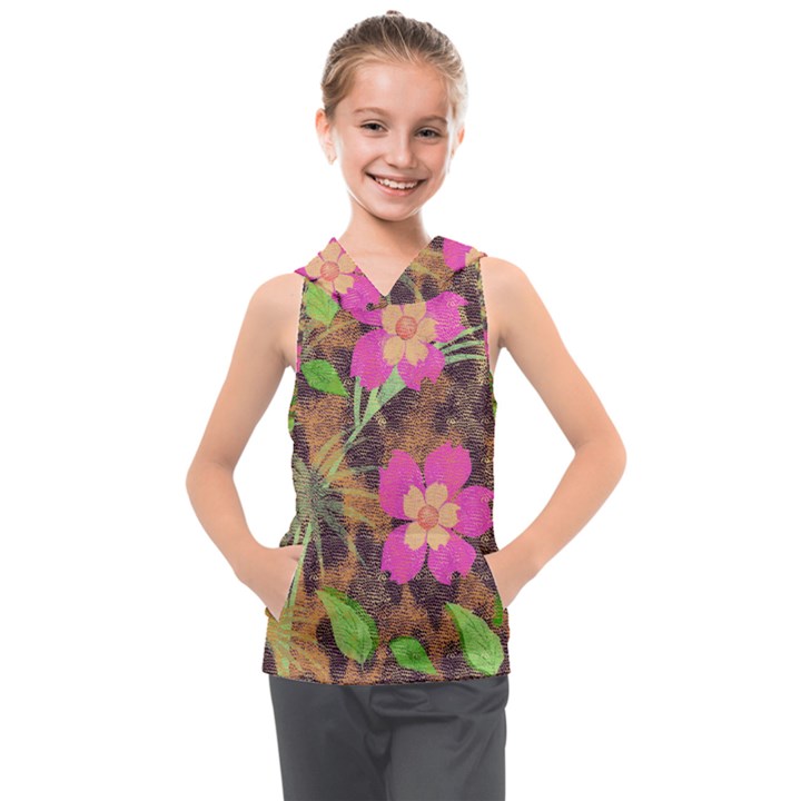 Jungle floral Kids  Sleeveless Hoodie