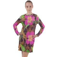 Jungle Floral Long Sleeve Hoodie Dress