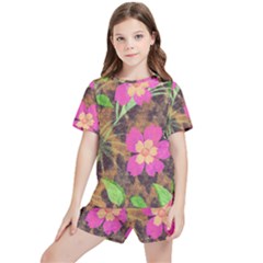 Jungle Floral Kids  Tee And Sports Shorts Set