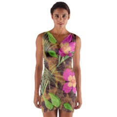 Jungle Floral Wrap Front Bodycon Dress by PollyParadise