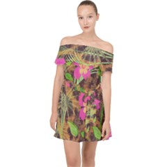 Jungle Floral Off Shoulder Chiffon Dress by PollyParadise