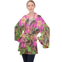 Jungle Floral Long Sleeve Velvet Kimono  by PollyParadise