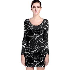 Black And White Grunge Abstract Print Long Sleeve Bodycon Dress by dflcprintsclothing