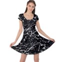 Black And White Grunge Abstract Print Cap Sleeve Dress View1