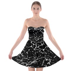 Black And White Grunge Abstract Print Strapless Bra Top Dress by dflcprintsclothing