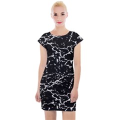 Black And White Grunge Abstract Print Cap Sleeve Bodycon Dress by dflcprintsclothing