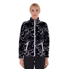 Black And White Grunge Abstract Print Winter Jacket by dflcprintsclothing