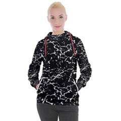 Black And White Grunge Abstract Print Women s Hooded Pullover by dflcprintsclothing