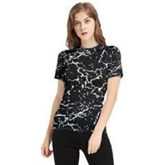 Black And White Grunge Abstract Print Women s Short Sleeve Rash Guard