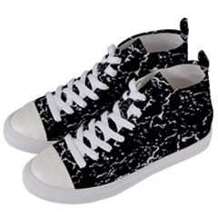 Black And White Grunge Abstract Print Women s Mid-top Canvas Sneakers