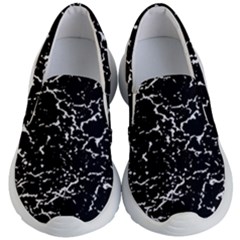 Black And White Grunge Abstract Print Kids Lightweight Slip Ons by dflcprintsclothing