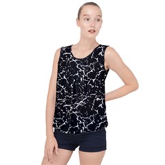 Black And White Grunge Abstract Print Bubble Hem Chiffon Tank Top by dflcprintsclothing