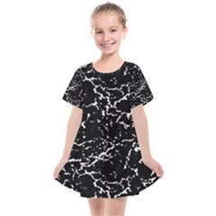 Black And White Grunge Abstract Print Kids  Smock Dress