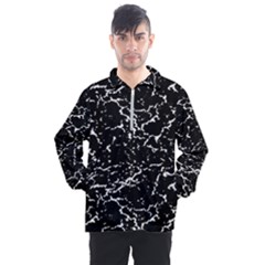 Black And White Grunge Abstract Print Men s Half Zip Pullover by dflcprintsclothing