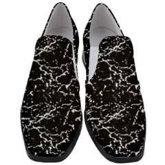 Black And White Grunge Abstract Print Women Slip On Heel Loafers by dflcprintsclothing