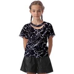 Black And White Grunge Abstract Print Kids  Front Cut Tee