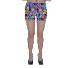 Pansies  Watercolor Flowers Skinny Shorts by SychEva