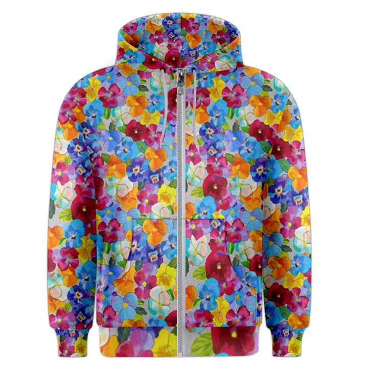 Pansies  Watercolor Flowers Men s Zipper Hoodie