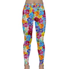 Pansies  Watercolor Flowers Classic Yoga Leggings by SychEva