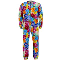 Pansies  Watercolor Flowers Onepiece Jumpsuit (men)  by SychEva