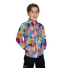 Pansies  Watercolor Flowers Kids  Windbreaker by SychEva