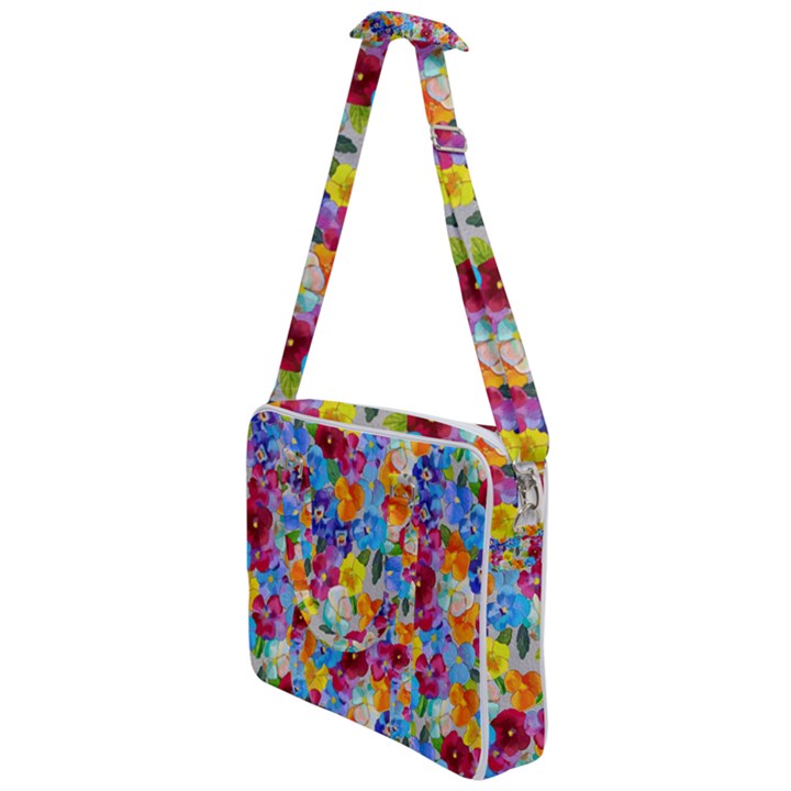 Pansies  Watercolor Flowers Cross Body Office Bag