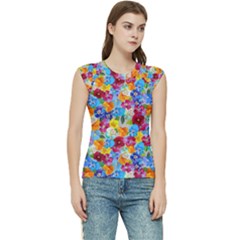 Pansies  Watercolor Flowers Women s Raglan Cap Sleeve Tee by SychEva