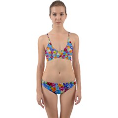 Pansies  Watercolor Flowers Wrap Around Bikini Set by SychEva